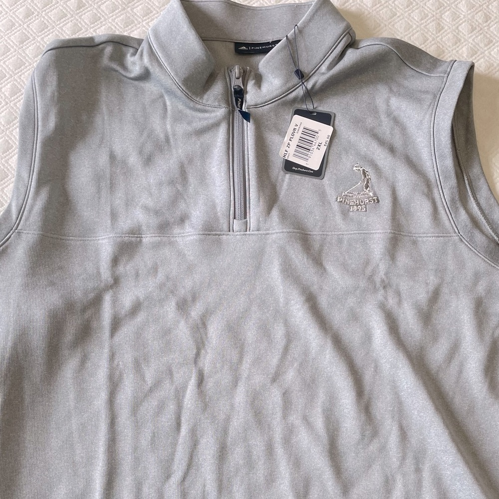 Half Zip Golf Vest, light grey, 2X. Adidas Pinehurst.